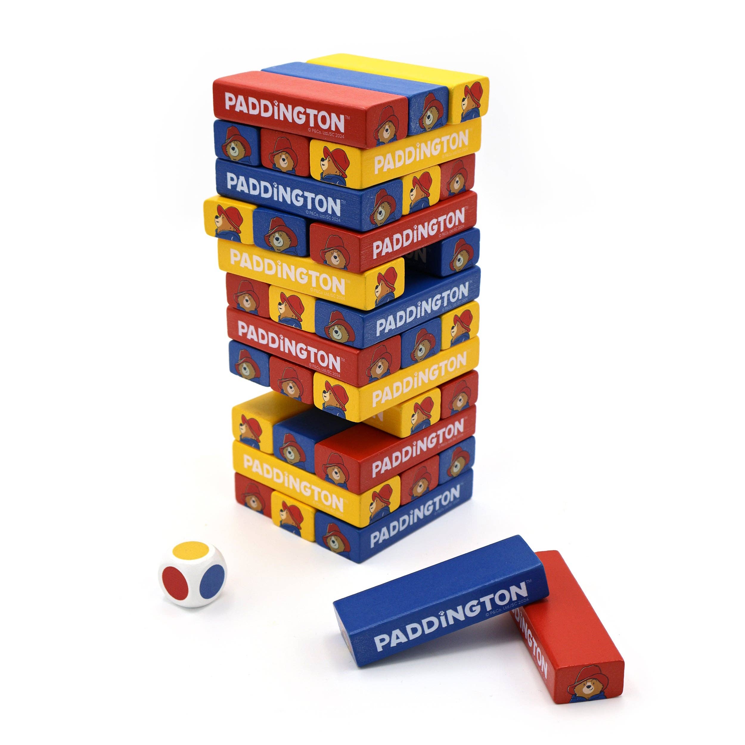 Robert Frederick Ltd - Venta al por mayor Juegos de apilar - Juego de la Torre Tambaleante de Paddington – Juego de Apilamiento de Bloques de Madera con Dados – Divertida Actividad Familiar1