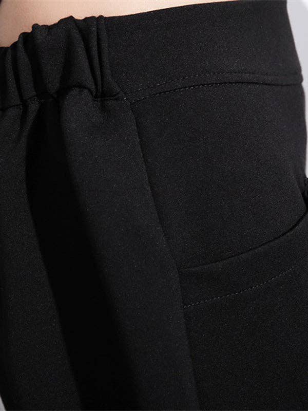 NERO Pantaloni Harem neri casual a vita alta e gamba larga in vendita all'ingrosso su Faire