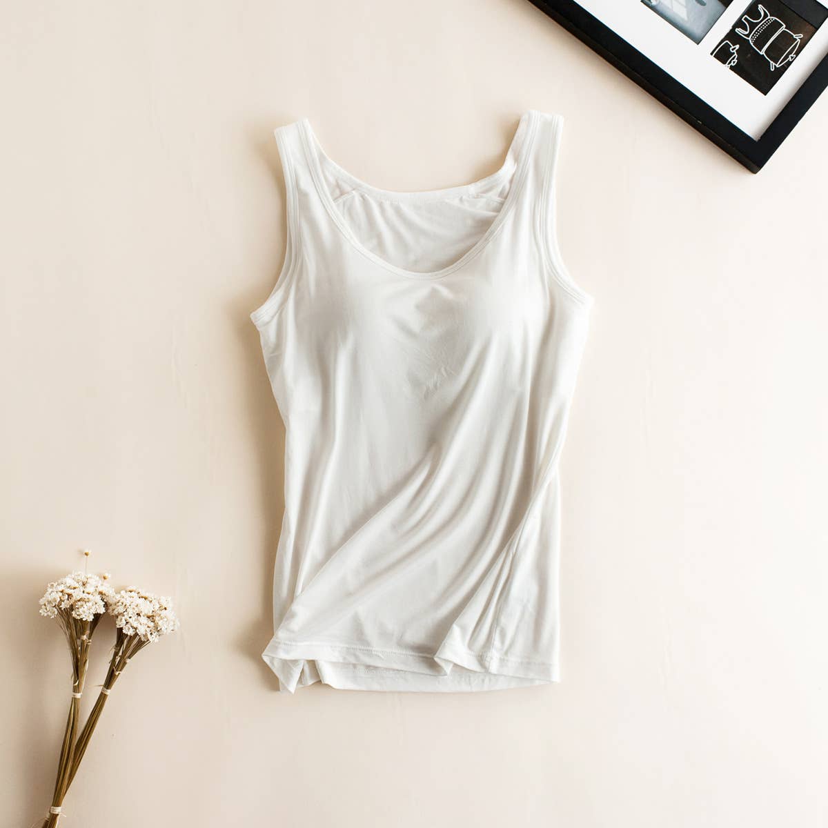 HIDDENBRAND - Wholesale Tank Top - Women's - Essential Basic Soft Modal tank top w built in bra23