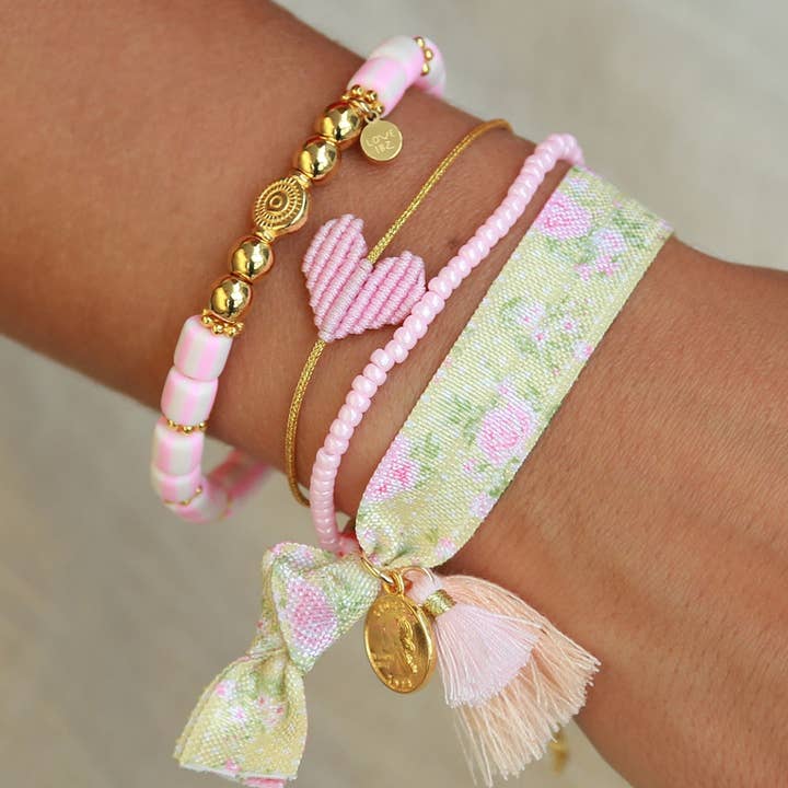 Love Ibiza - Wholesale Woven/Braided Bracelet - Armband baby pink heart2