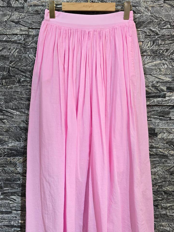 Jupe longue en coton, taille élastique, deux poches 7011U Ro pour la vente par Adilynn DAYMENTEX