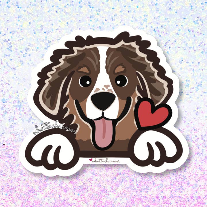 Australian Shepherd Sticker, Red Tri for wholesale by WhattaCharmer