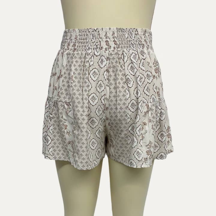 Go On Holiday Bohemian Floral Print Tie-Waist Mini Shorts for wholesale on Faire1