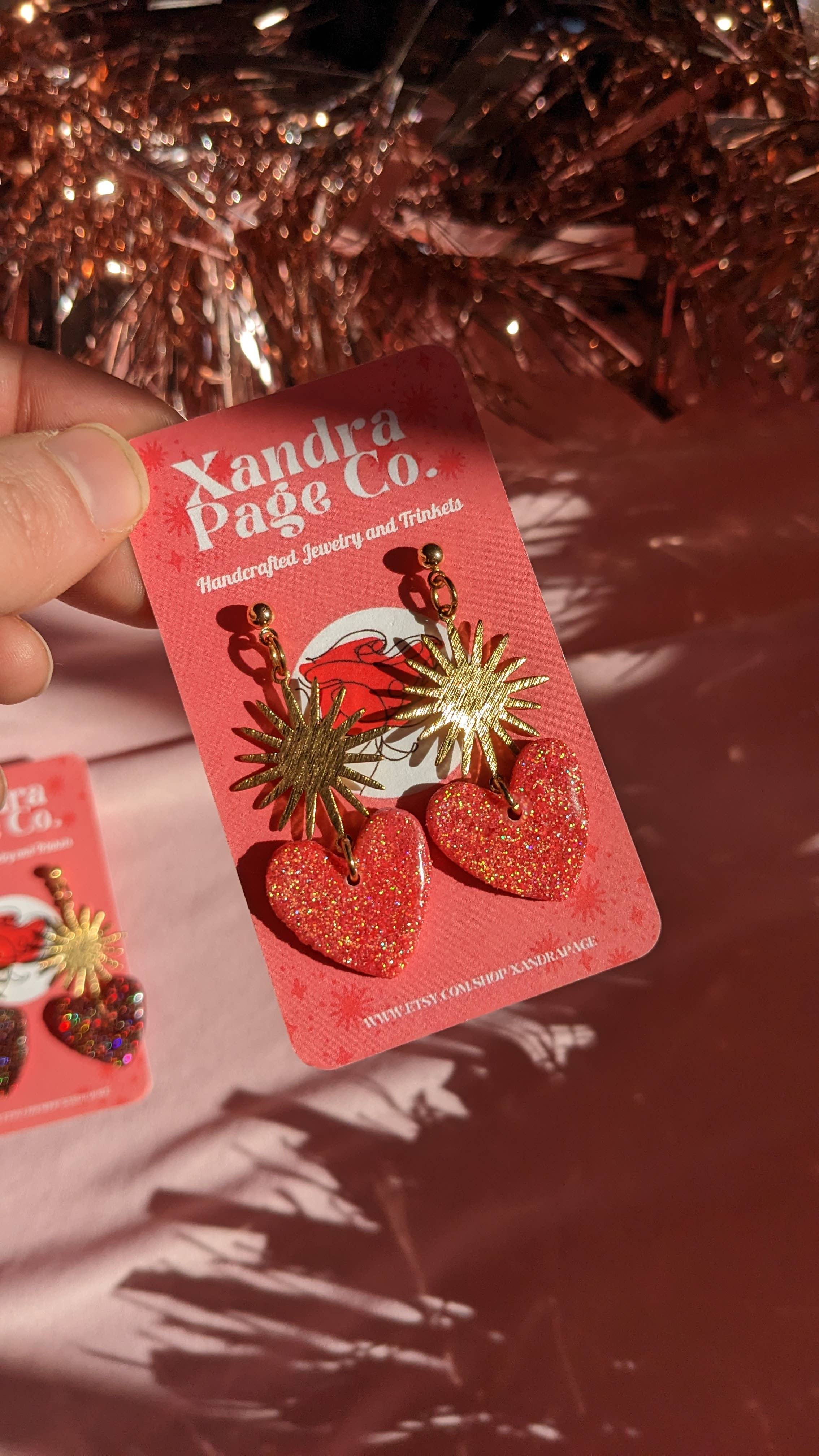 Xandra Page Co. - Wholesale Dangle Earrings - Sacred Heart Sunburst Earrings | Polymer Clay Charm Heart1