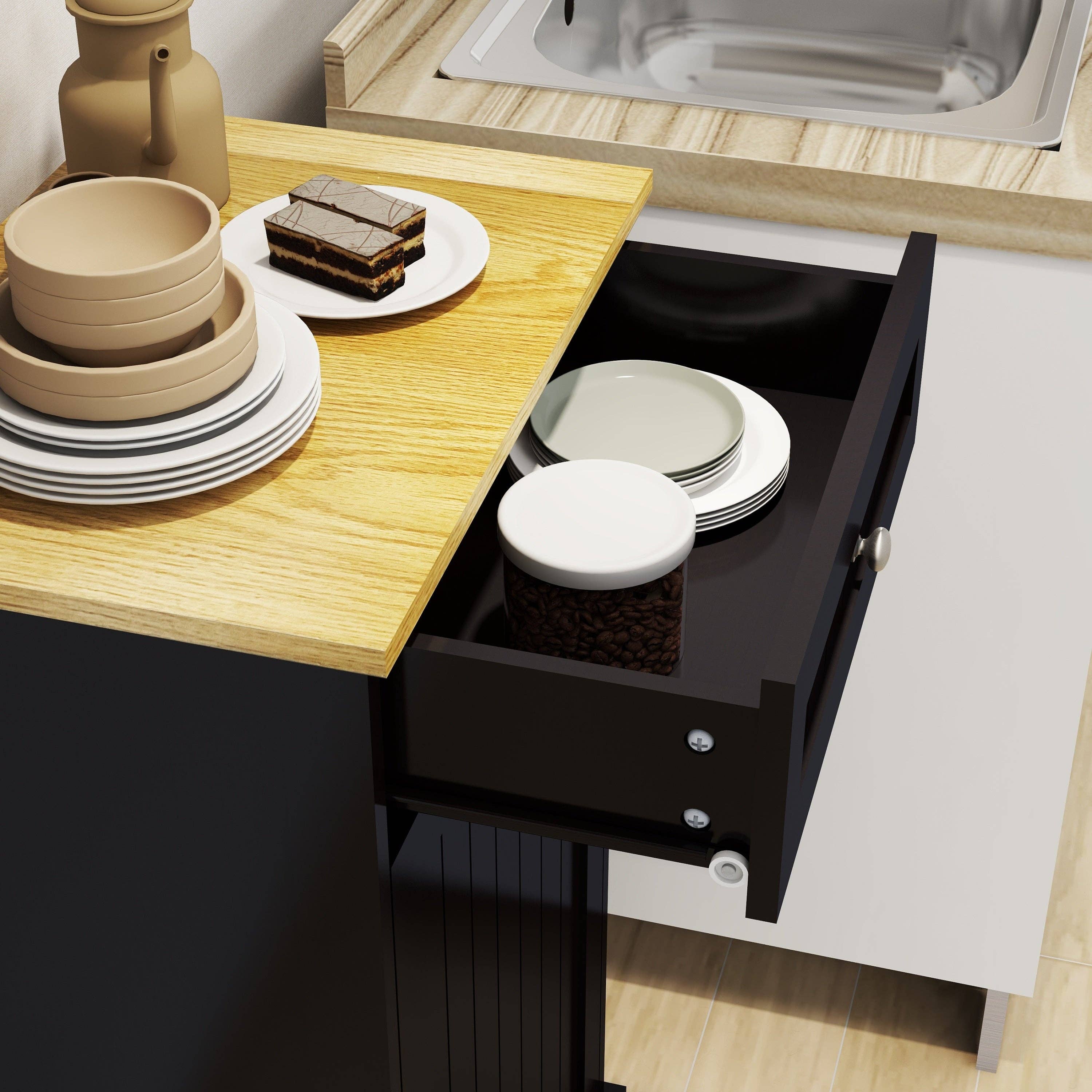 39F Inc. - Vente Armoire - Armoire à déchets basculante noire avec tiroir et rangement9