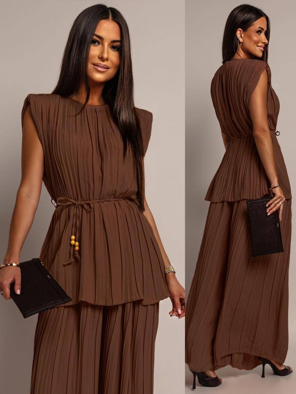 LORIANE - Wholesale Top & Pant Set (NOT Loungewear) - Women's - 7260 61129 Pleated top and pants set9