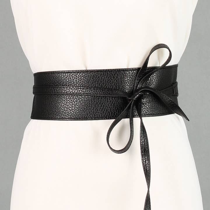 Lily Clothing - Wholesale Belt - Women's - WIDE RIBBON BOW TWO CIRCLE BELT WAIST SEAL_CWABE03381