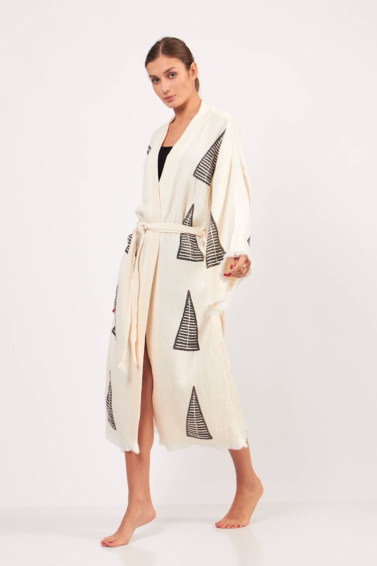 Yaz Concepts - Venta al por mayor Kimono - Mujer - Kimono turco de muselina de algodón con estampado de pirámides orgánicas, blanco4