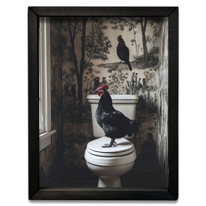 HMK061 Quadro de Casa de Banho Galo Preto por atacado de JanMichaels Art & Home