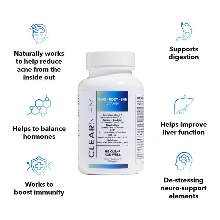 CLEARSTEM Skincare - Wholesale Oral Supplement/Vitamin - MINDBODYSKINâ„¢ Hormonal Acne Supplement