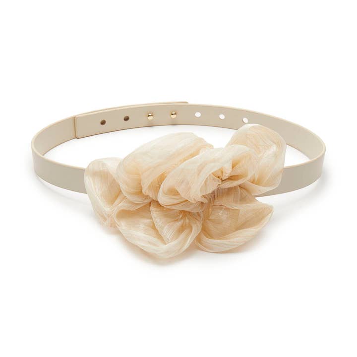 IVORY ZAHA LEATHER BELT for wholesale by Lele Sadoughi