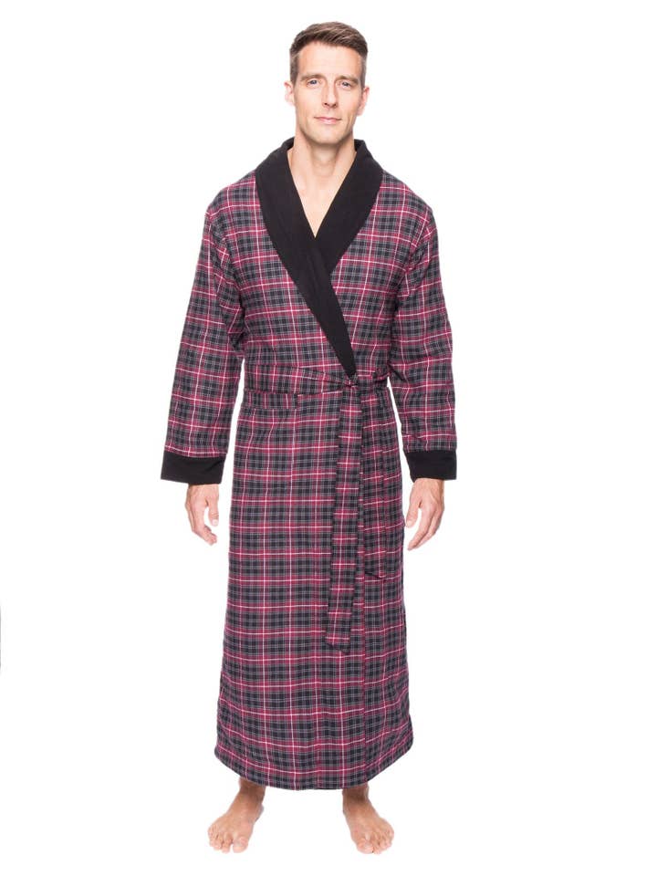 Noble Mount - Wholesale Robe – Men's - Men's Premium 100% Cotton Flannel Fleece Lined Robe11