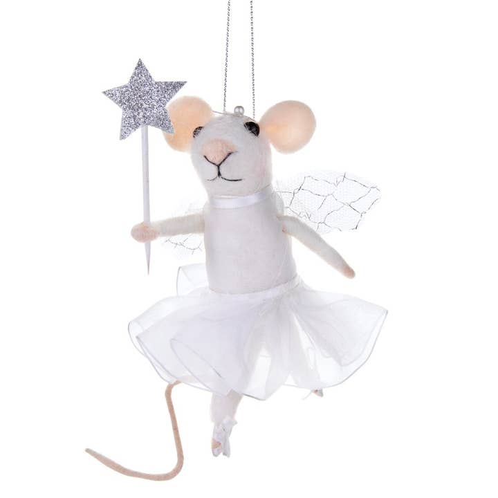 Fairy Mouse With Star Wand Felt Hanging Decoration for wholesale by Sass and Belle