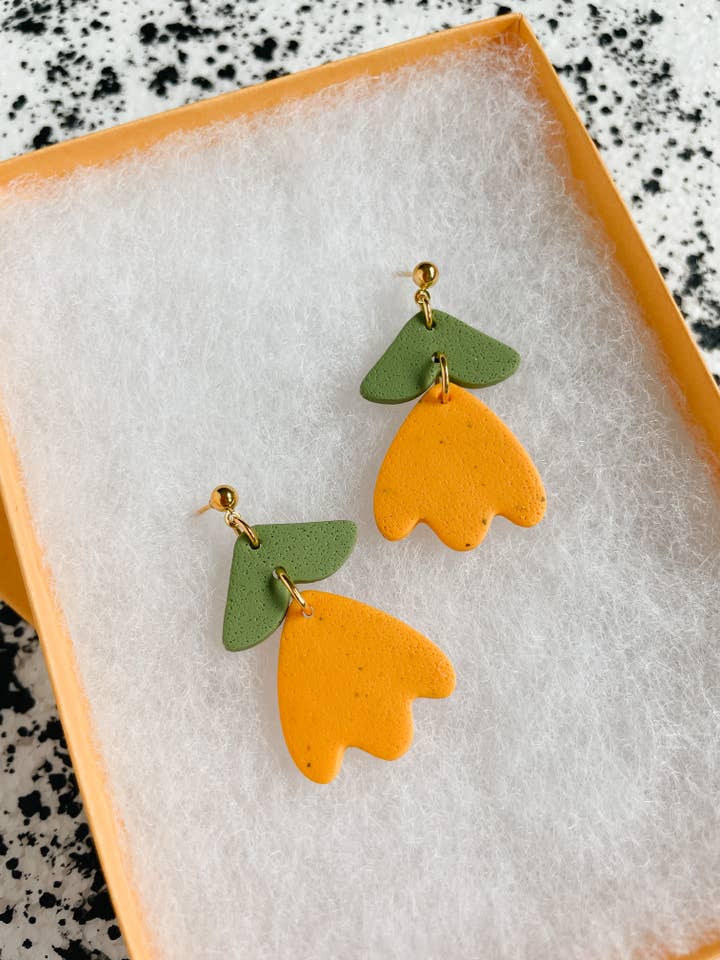 Golden Flower Earrings for wholesale by Lemon Lee Studio
