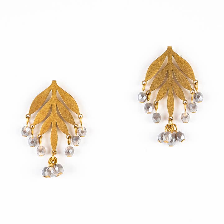 Boucles d'oreilles Frond Post en cristal pour la vente par Altiplano