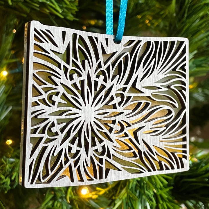 Wyoming Laser Cut Mandala Ornament for wholesale by Hollow Hill Creative