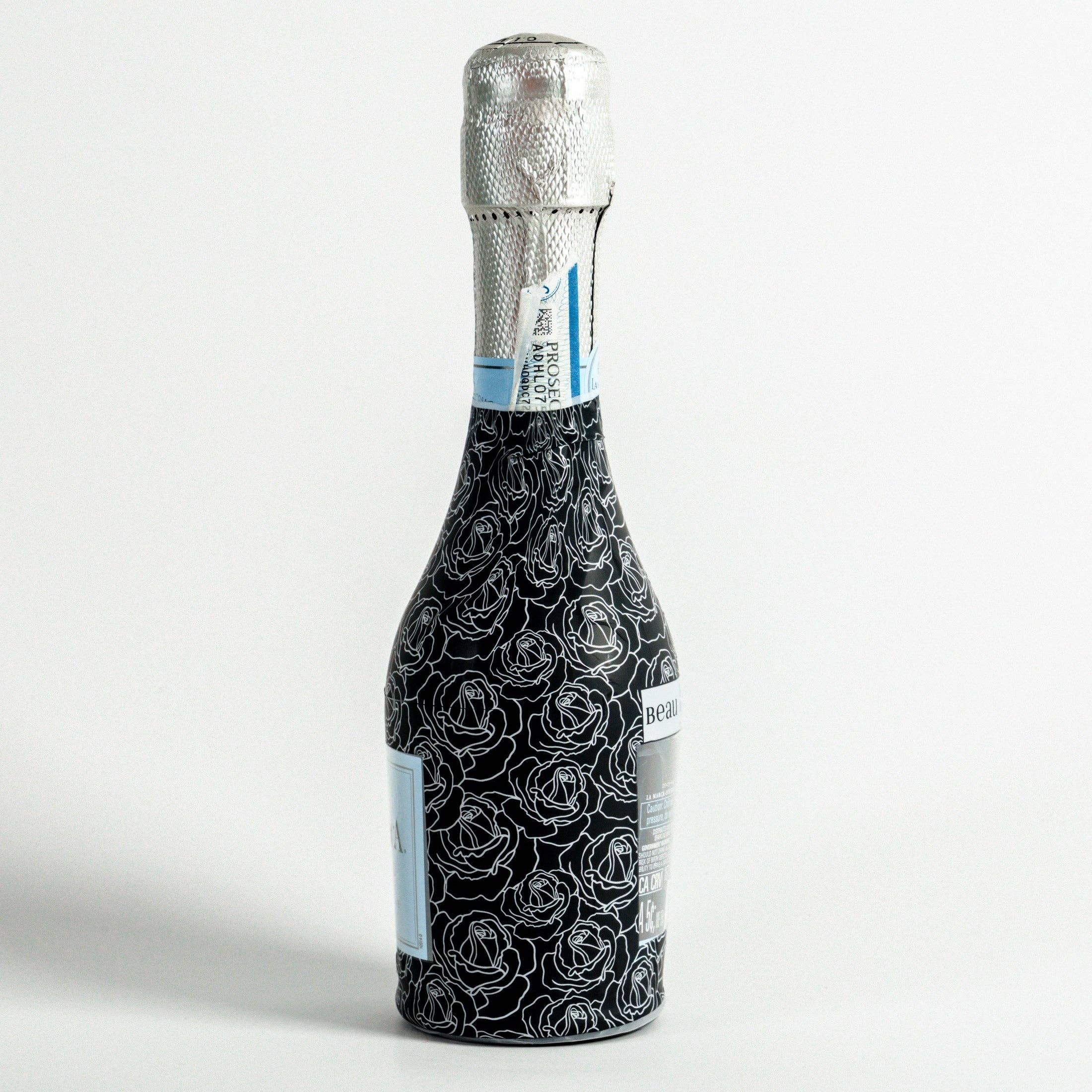 Beau Bottles - Wholesale Wine Gift Bag - Beau Bottles Black and White Roses - MINI Prosecco Collection - Six Pack1