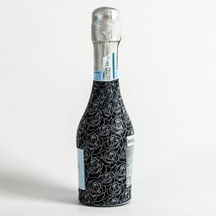 Beau Bottles - Wholesale Wine Gift Bag - Beau Bottles Black and White Roses - MINI Prosecco Collection - Six Pack1