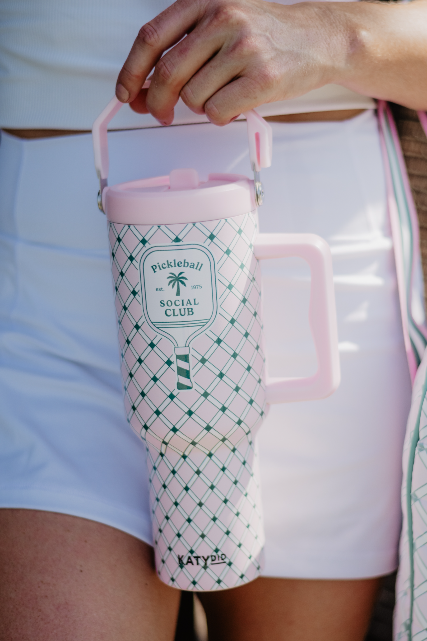 Light Pink Pickleball Social Club 38 Oz Tumbler with Handle for wholesale on Faire1