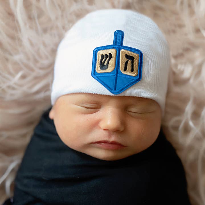 ilybean Dreidel Hat White Hospital Hat with Dreidel Patch for wholesale by www.ilybean.com