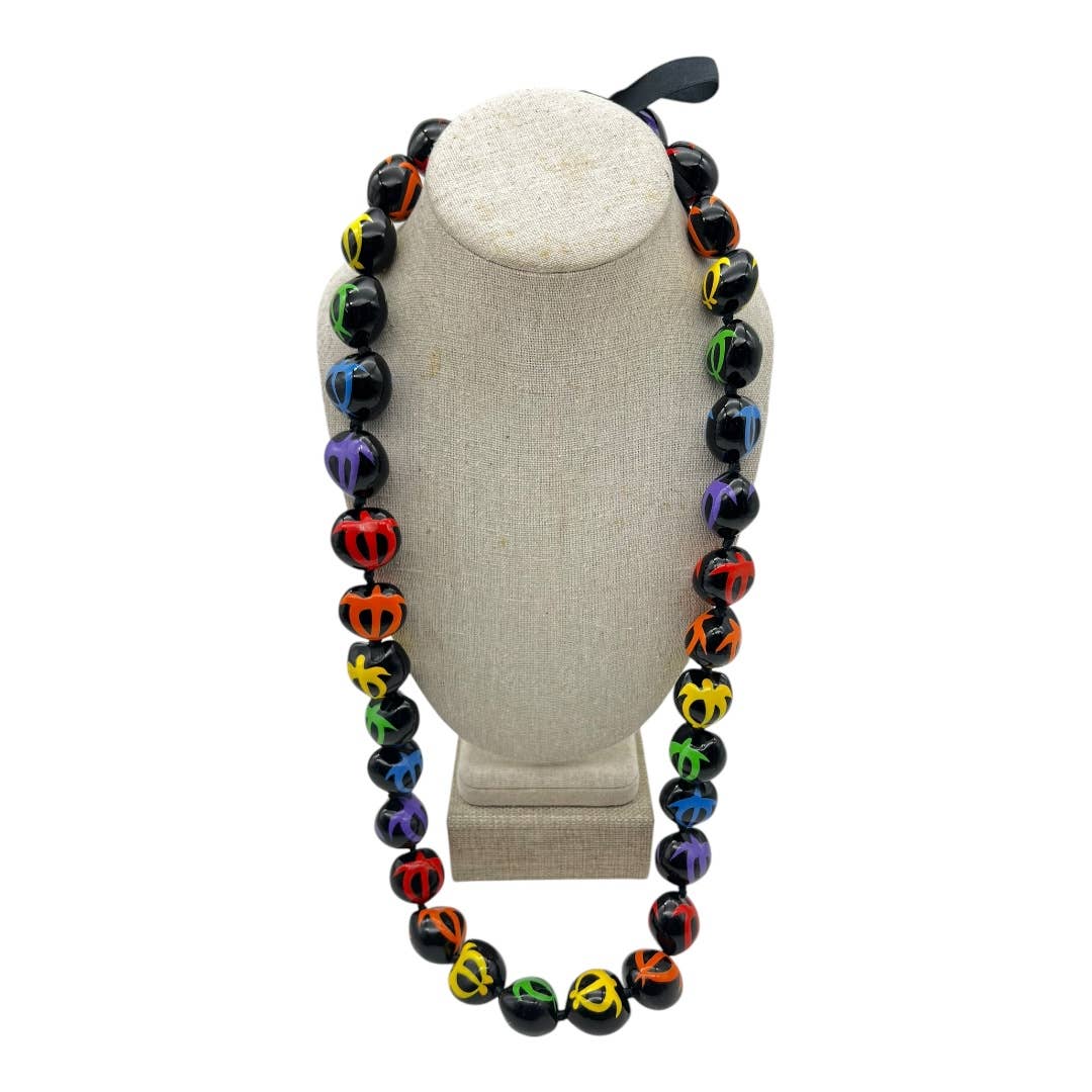 Pacific Ocean Collections - Wholesale Beaded/Pearl Necklace - Hawaiian Style Kukui Lei Necklace -  Turtles - Multi Colors1