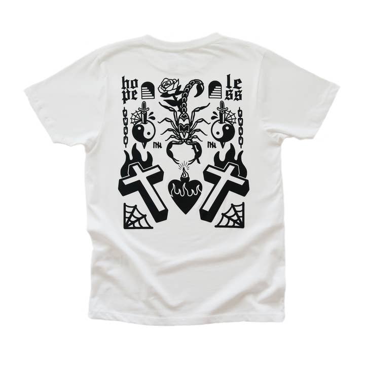 Cousins Collective - Wholesale Screen printed t-shirt – unisex - Tattoo Flash Printed Unisex T-shirt - Black/Pink/White/Grey4