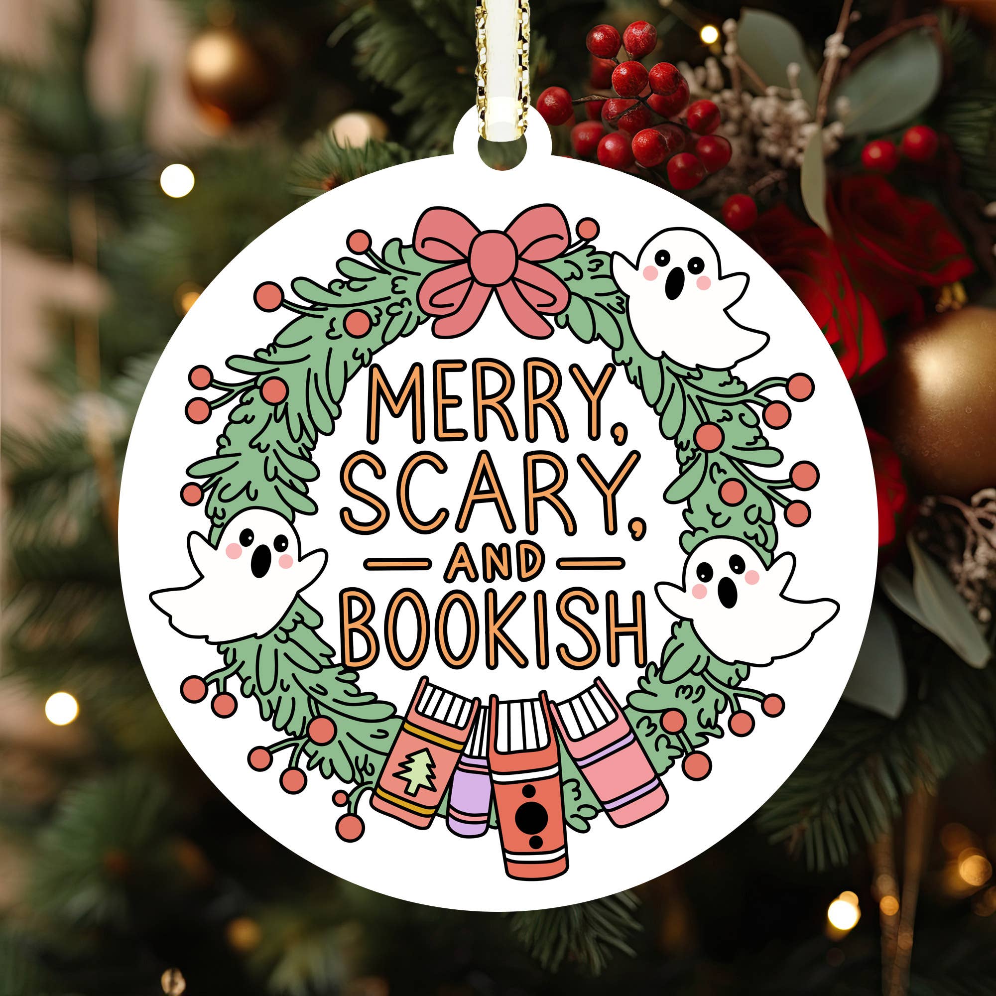 Momenti di Vita - Vente Objets de décoration - Ornement de Noël Livre, Cadeaux Fantômes pour Amateurs de Livres, Produits Dérivés de Livres3