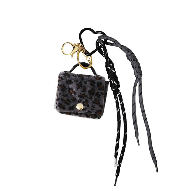 AMORINO SRL - Vendita all'ingrosso Portachiavi - Donna - PORTACHIAVI CIONDOLO BORSA IN TESSUTO LEOPARDATO1