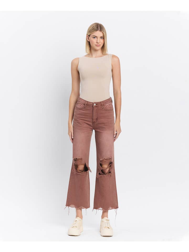 AZTEC 90'S VINTAGE SUPER HIGH RISE CROP FLARE JEANS V2736AZ for wholesale on Faire