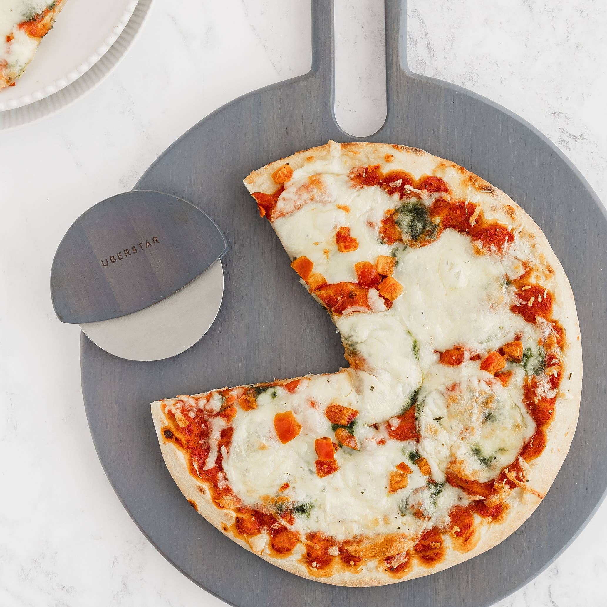 UBERSTAR - Venta al por mayor Cortapizzas - Cortador de Pizza en Rueda de Acacia - Gris3