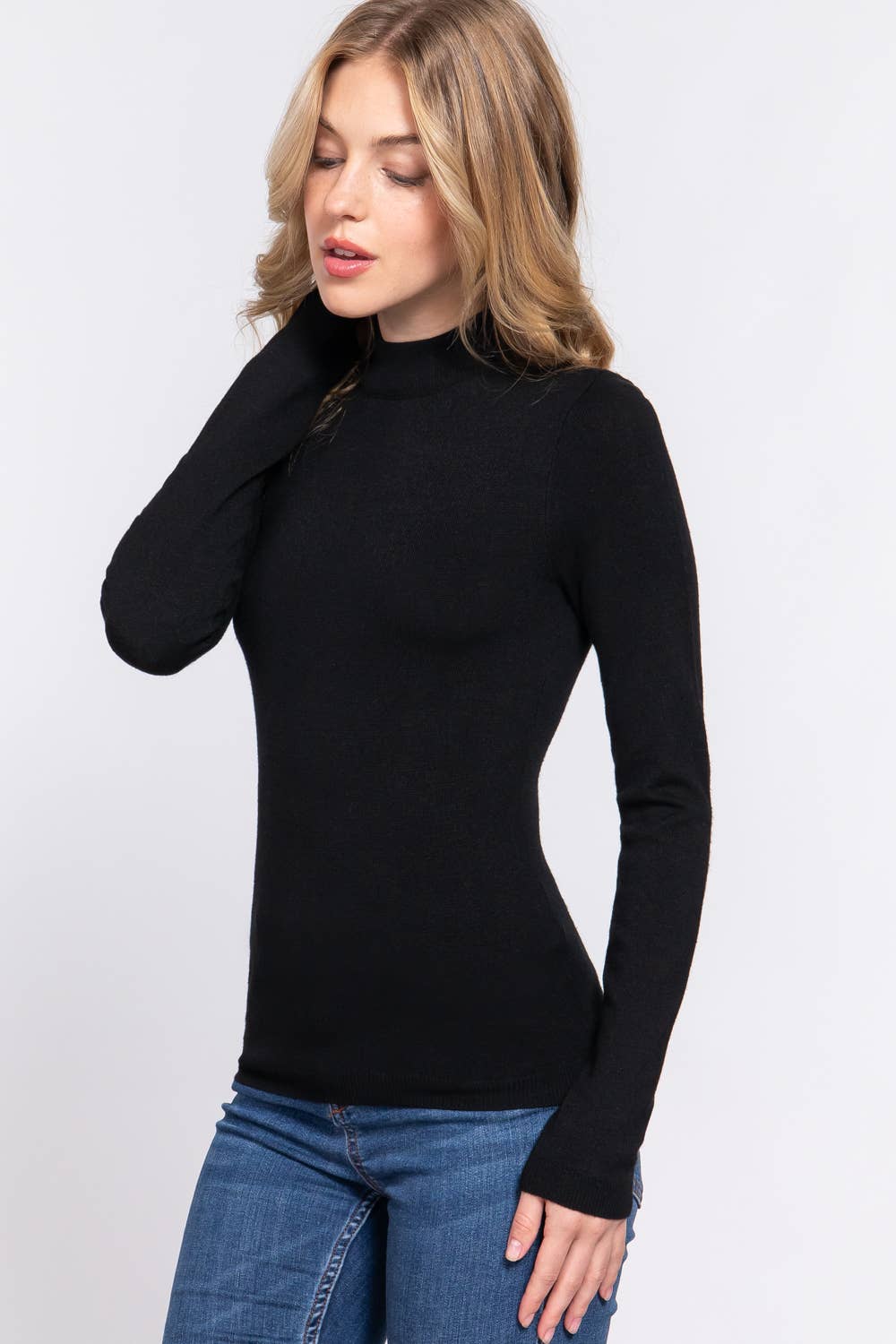 Active Basic | Active USA - Venta al por mayor Jersey de punto - Mujer - Suéter básico de manga larga con cuello simulado39