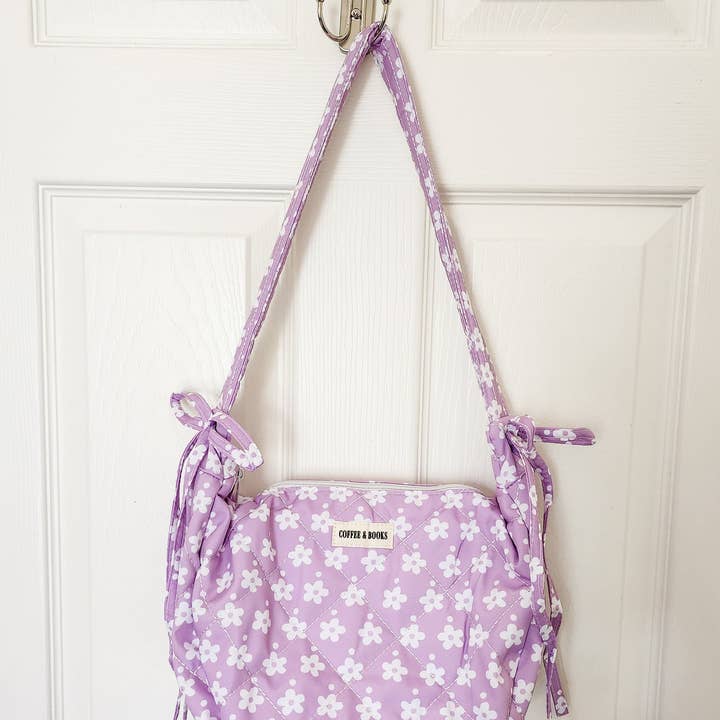 Sac à bandoulière zippé fleuri Café et Livres pour la vente par The Bean Workshop