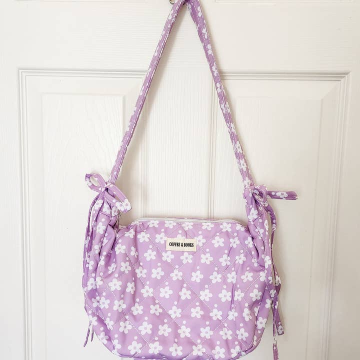 Koffie en Boeken Bloemige Schoudertas met Rits voor wholesale door The Bean Workshop