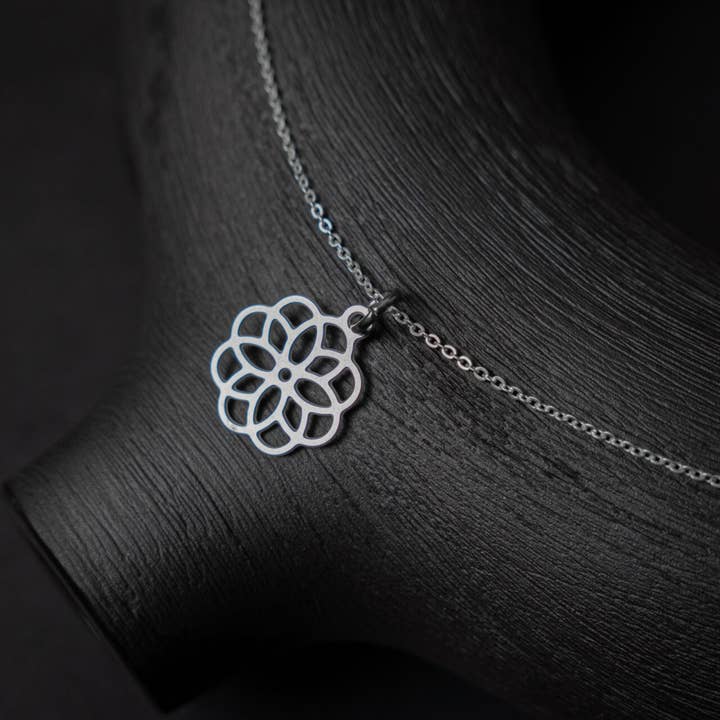 GioGio Design - Wholesale Pendant/Charm Necklace - 0.7" Rose Blossom Steel Pendant1