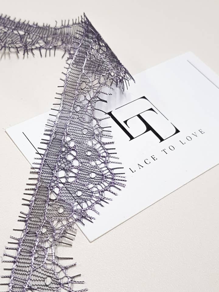 Purple Lace Trim with Pink Yarn for wholesale by Lace To Love