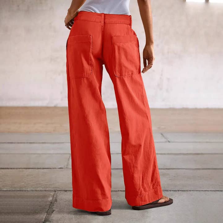 Autumn orange wide-leg straight jeans for wholesale on Faire3
