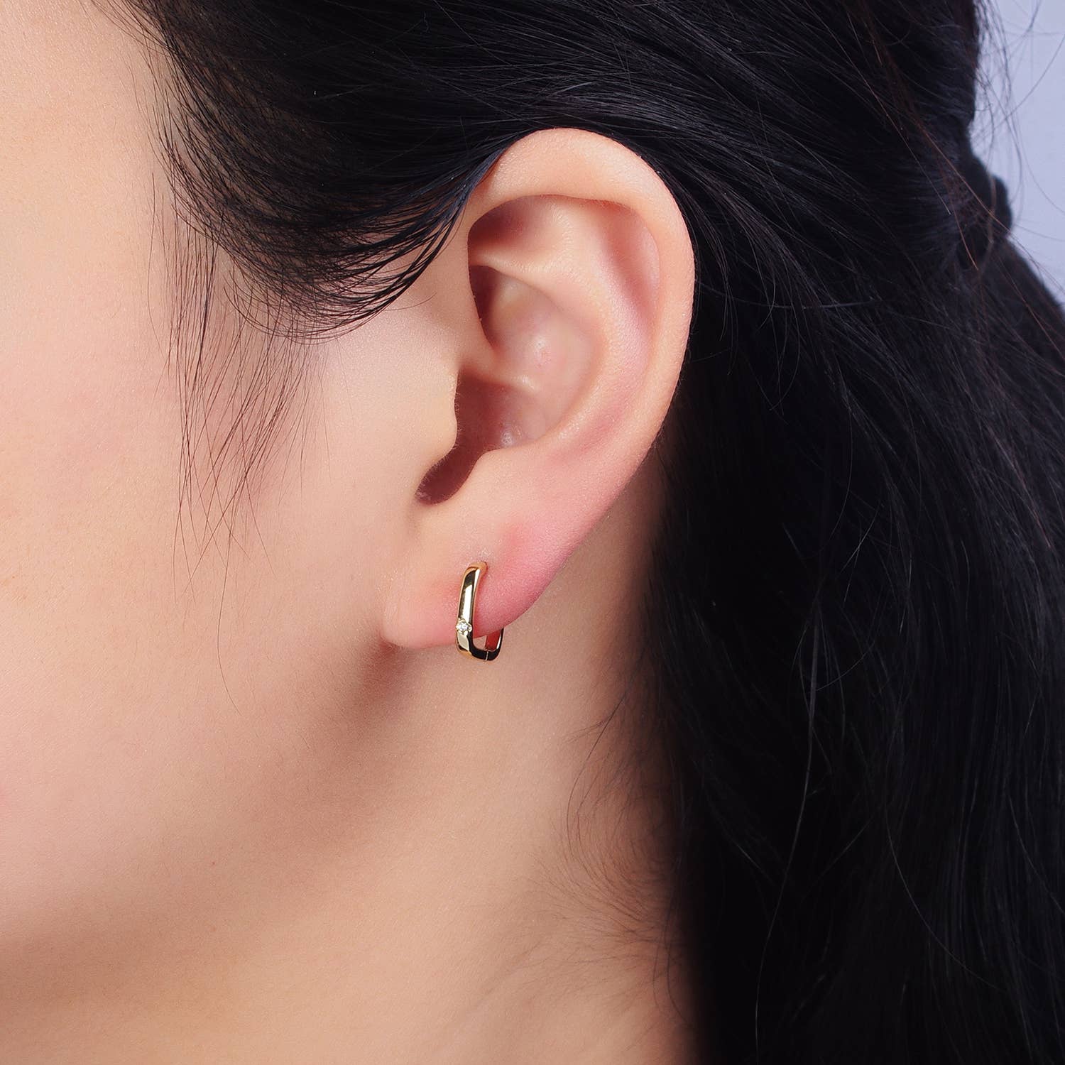 Aim Eternal – wholesale Hoop earrings – 14K Gold Filled Clear CZ Boxy Square Hoop Earrings | AB2413