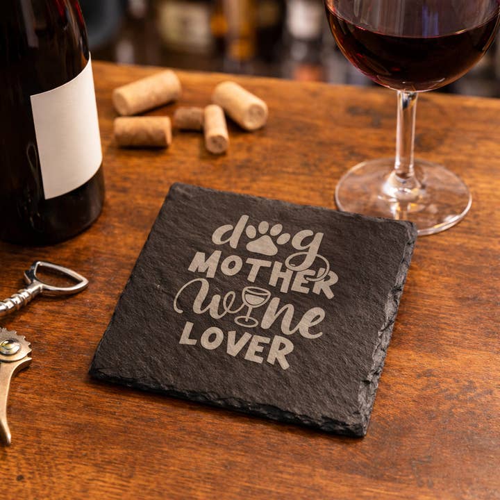 Dog Mother Wine Lover Sandstone Coaster for wholesale by Quintessence