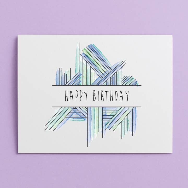 Happy Birthday Blue Abstract Card for wholesale by Cards by Renee