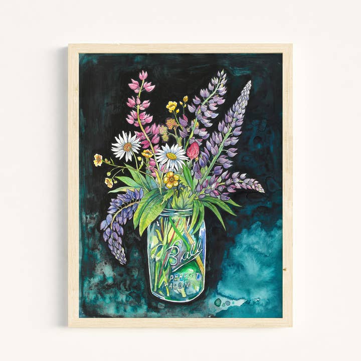 Claire Loon Baldwin Illustration - Vente Affiche d'art - Impression artistique sur un bouquet de lupins