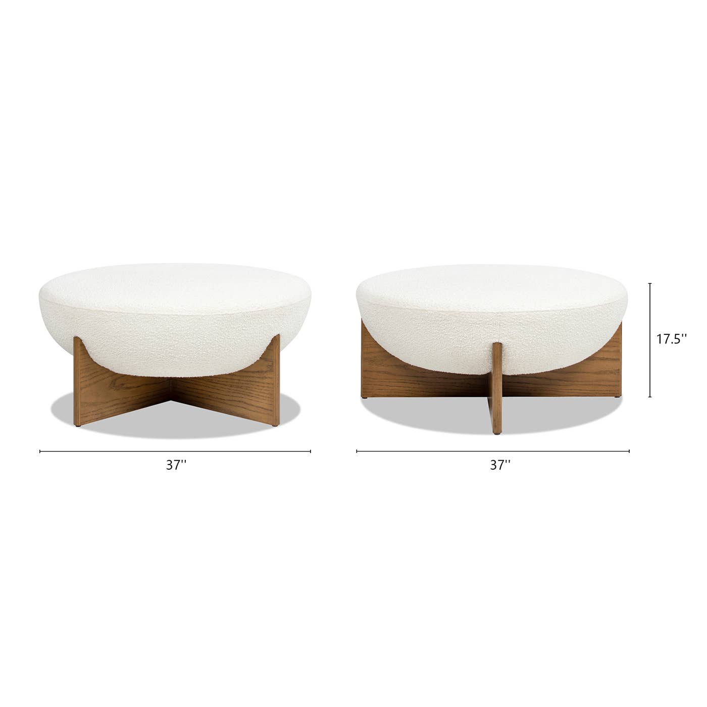 Jennifer Taylor Home - Wholesale Ottoman - Bali 18.5" Round Upholstered Ottoman with Natural Wood Base5