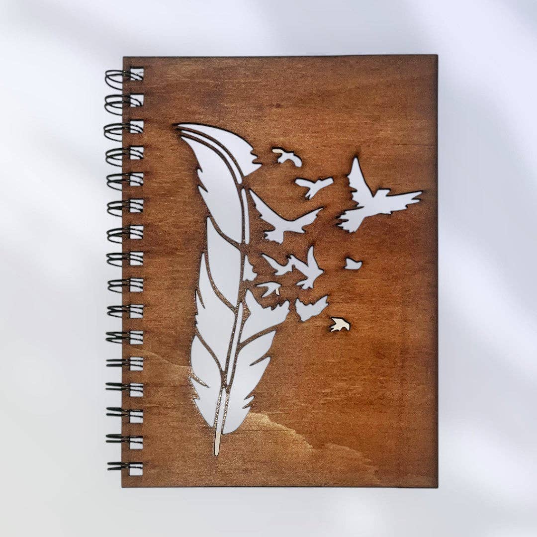 Wildwood Pages - Wholesale Notebook - Fluttering Feather Cut Out Cover1
