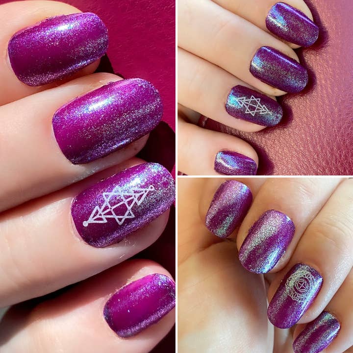 Space Witch Nails - Wholesale Press-On/Fake Nails - Mystic Witch Shimmer Sacred Geometry Purple Nails