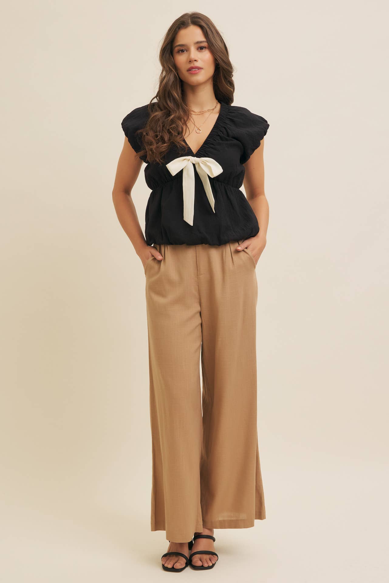 in february - Wholesale Pants - Women's - MINIMALIST MUSE DRAPEY WIDE-LEG LINEN TROUSERS13