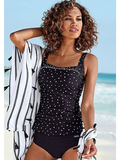Black White LASCANA Women's Polka Dot Tankini Swimsuit Top##132 for wholesale on Faire1