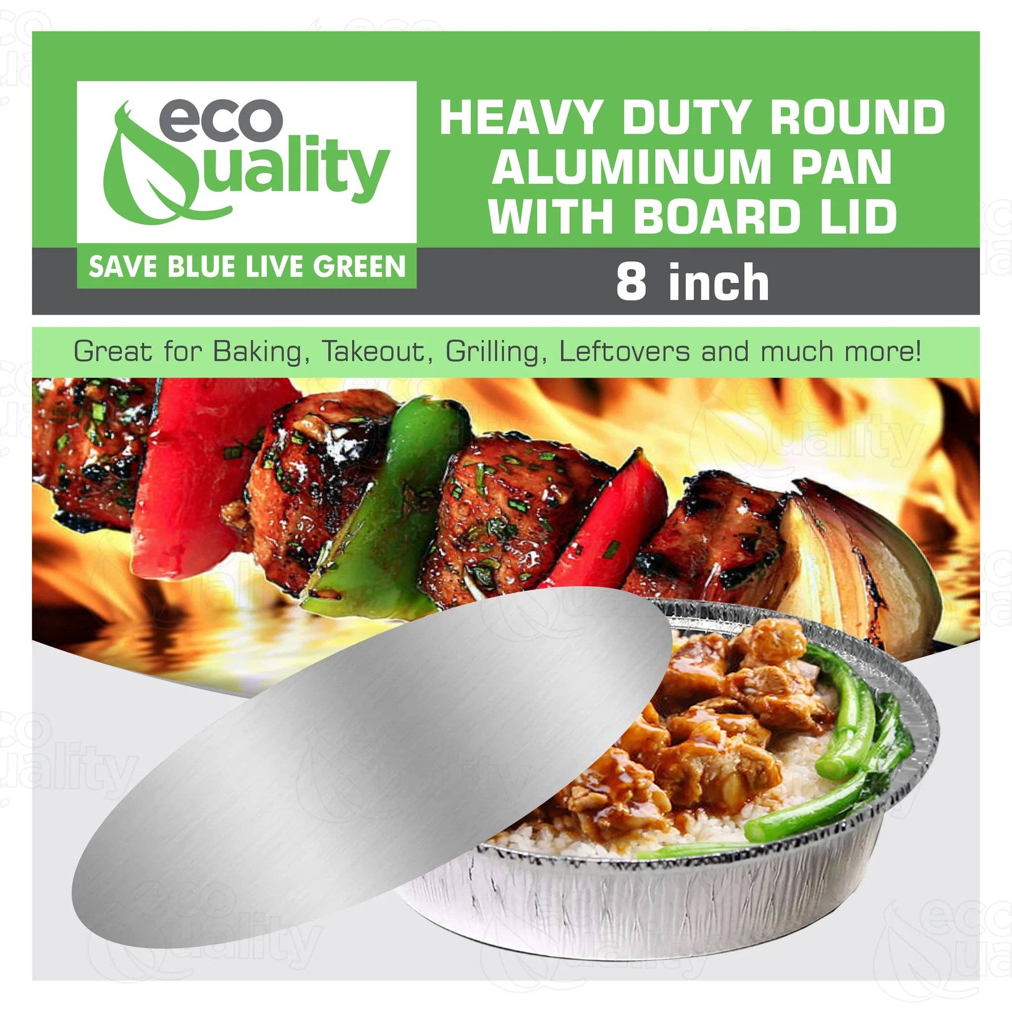 EcoQuality - Wholesale Food Storage Container - 8" Disposable Round Aluminum Foil Food Pans6