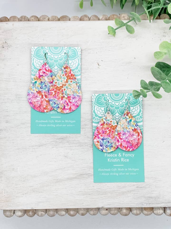 Handmade Watercolor Floral Earrings for wholesale by Fleece & Fancy