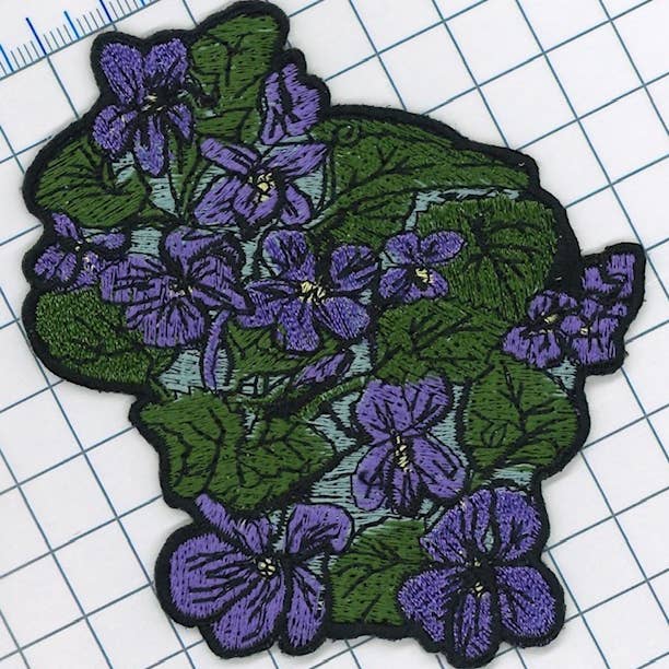 Flags Over Wisconsin - Wholesale Patch - Wisconsin State Flower Wood Violet Embroidered Patch