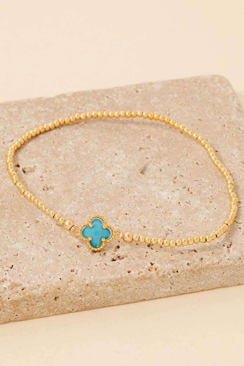 Anarchy Street - Wholesale Beaded Bracelet - Gold Dipped Faceted Clear Glass Clover Charm Beaded Bracelet3