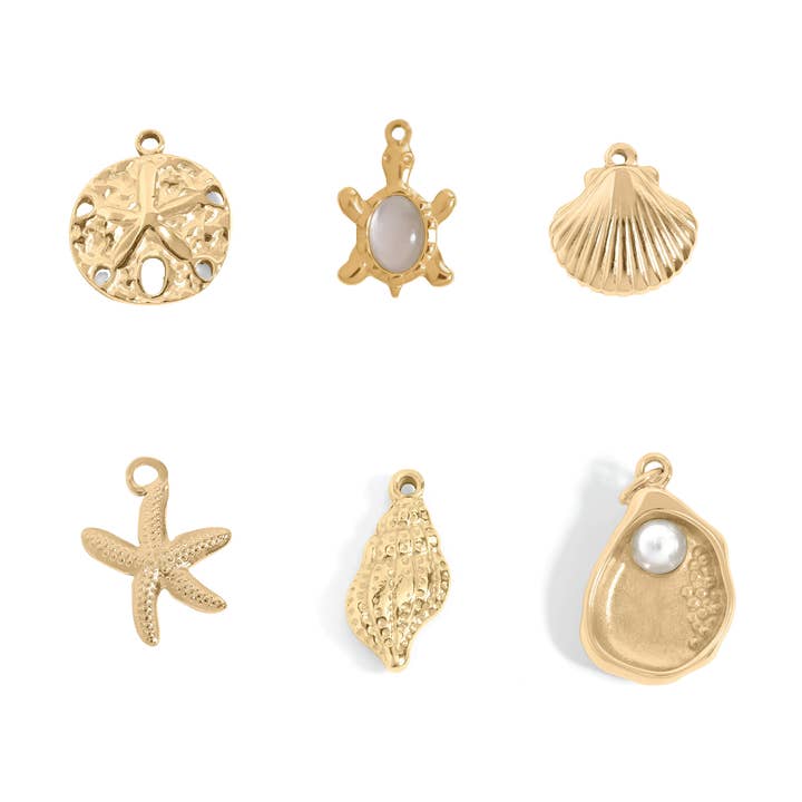Beach Theme Charms - Set of 6 for wholesale by Mint + Sky